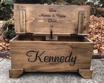 Toy Chest/Toy Box/Personalize/Memory Keeper/Christmas Gift/ Birthday Gift/Baby Gift/Graduation Gift/Pet Storage/Hand Carved/Made in the USA