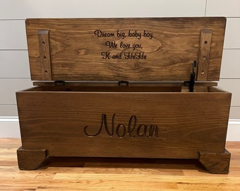 Toy Chest/Toy Box/Personalize/Memory Keeper/Christmas Gift/Birthday Gift/Baby Gift/Graduation Gift/Pet Storage/Hand Carved/Made in the USA