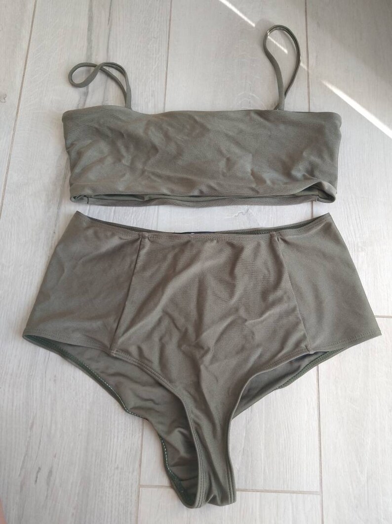 khaki green high waisted bikini