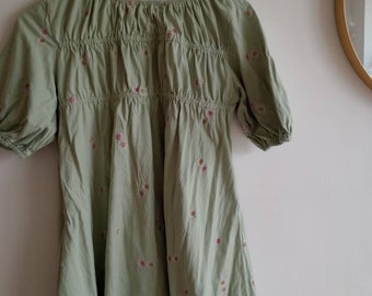 Stunning green floral mini dress/ embroidery/bohemian/ summer