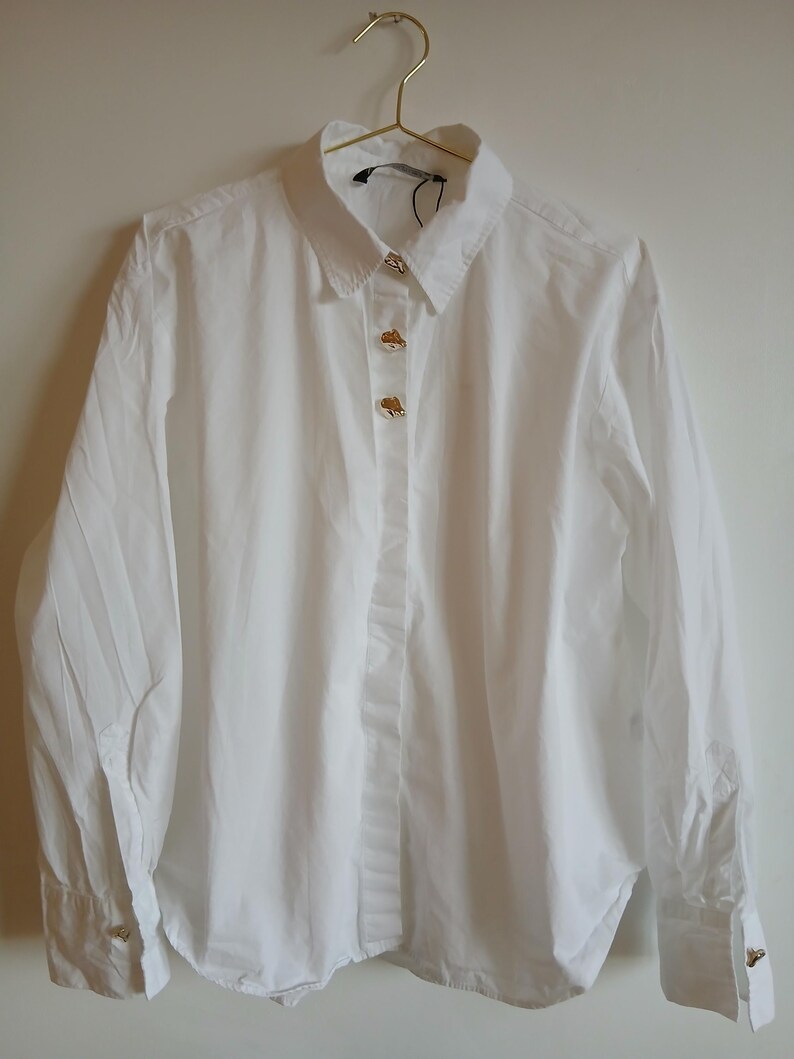 White Gold-Button Statement Shirt