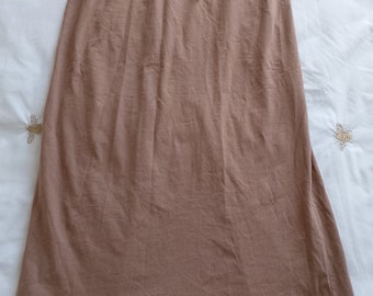 Long Brown cotton skirt with back split / Boho / summer