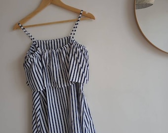 Navy and white striped dress/ beach / summer / sailor/ straps / nautical