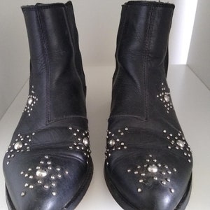 Black Studded Flat Boots Etsy
