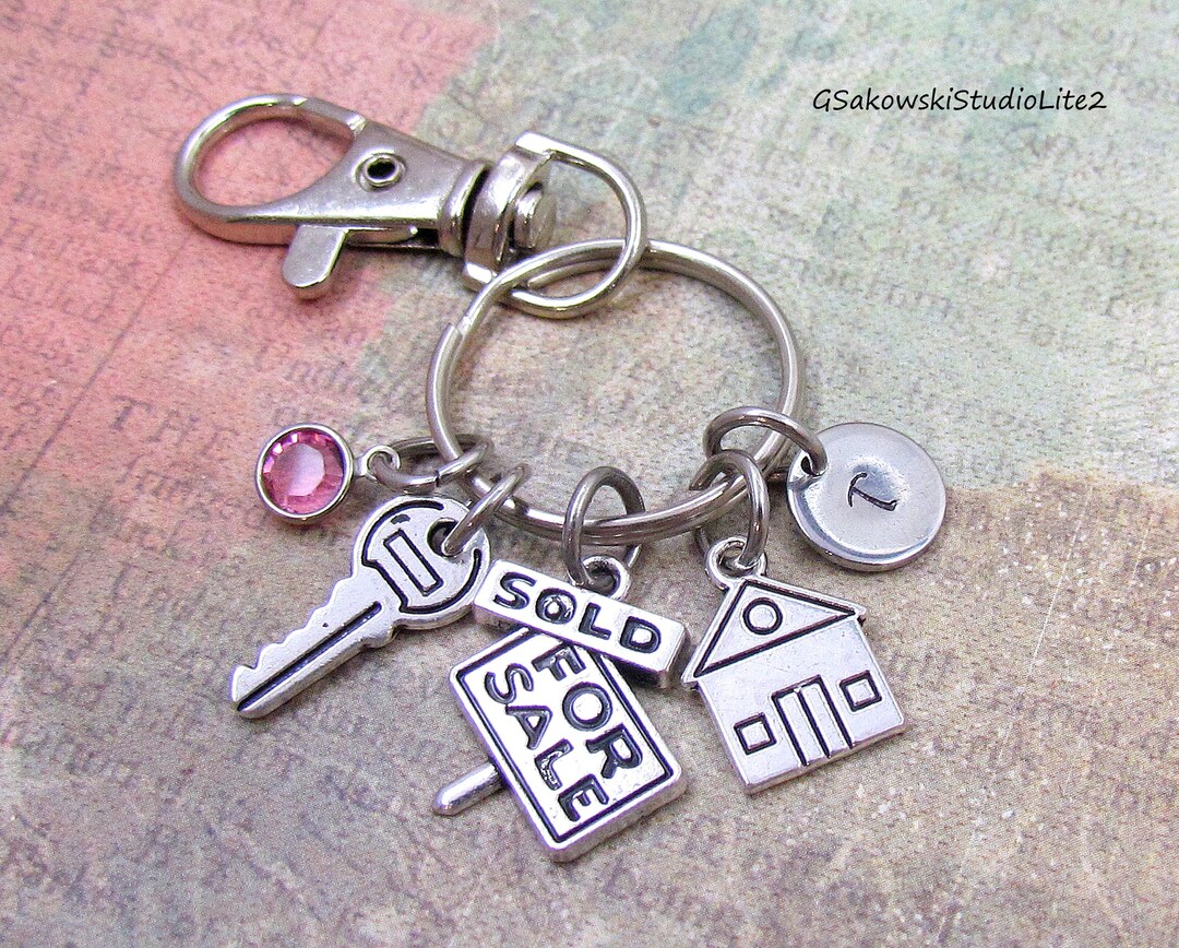 Realtor New Homeowner Charms Key Ring Personalized Antique Silver ...