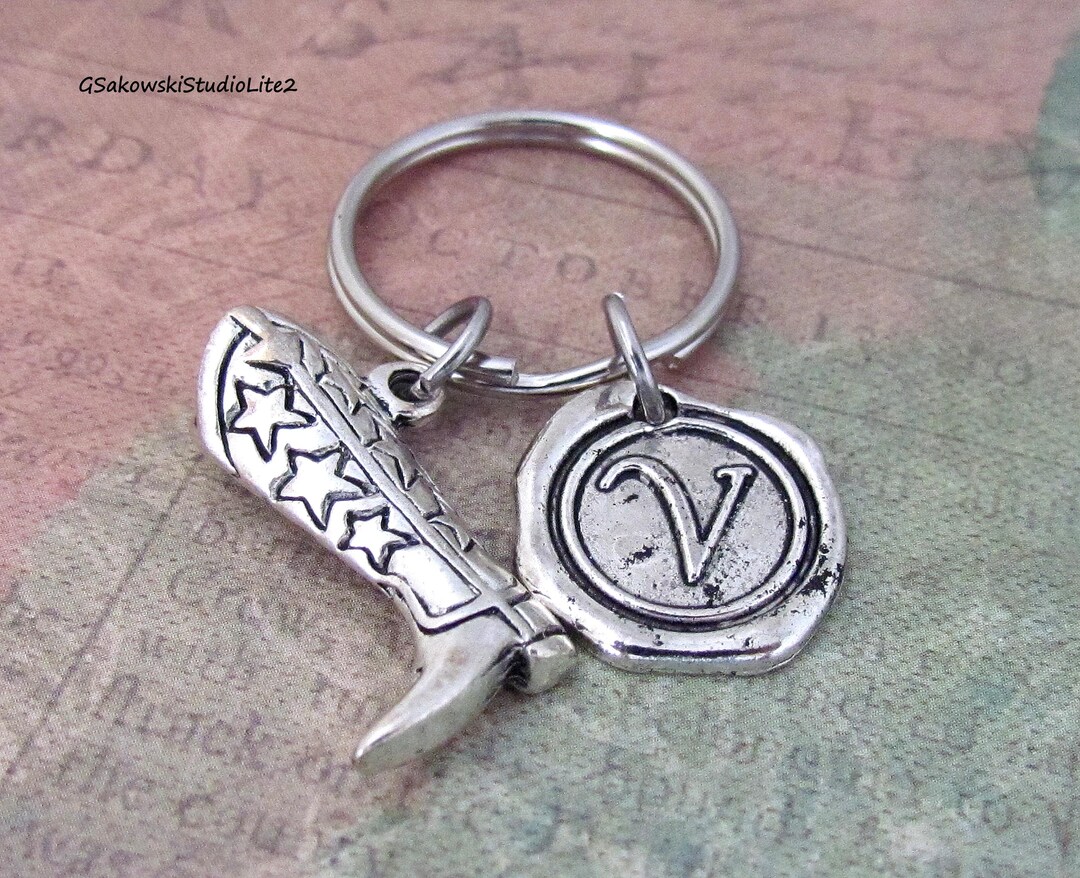 Cowboy Key Rings Cowboy Boot Charm Keyring Cowgirl Gift Keychain, Personalized Antique ...