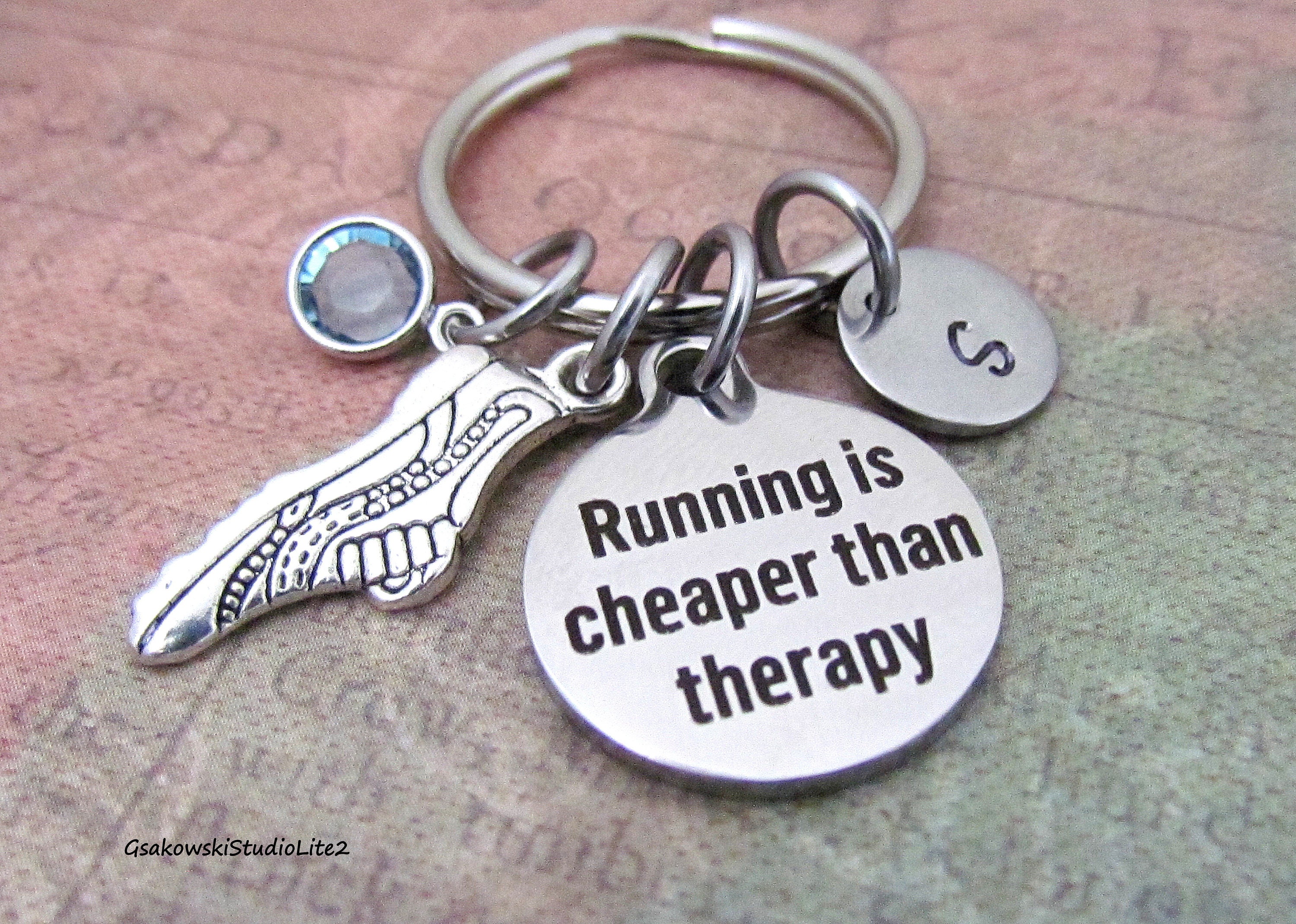 Running is cheaper than therapy Running Shoe Charm Key Ring | Etsy