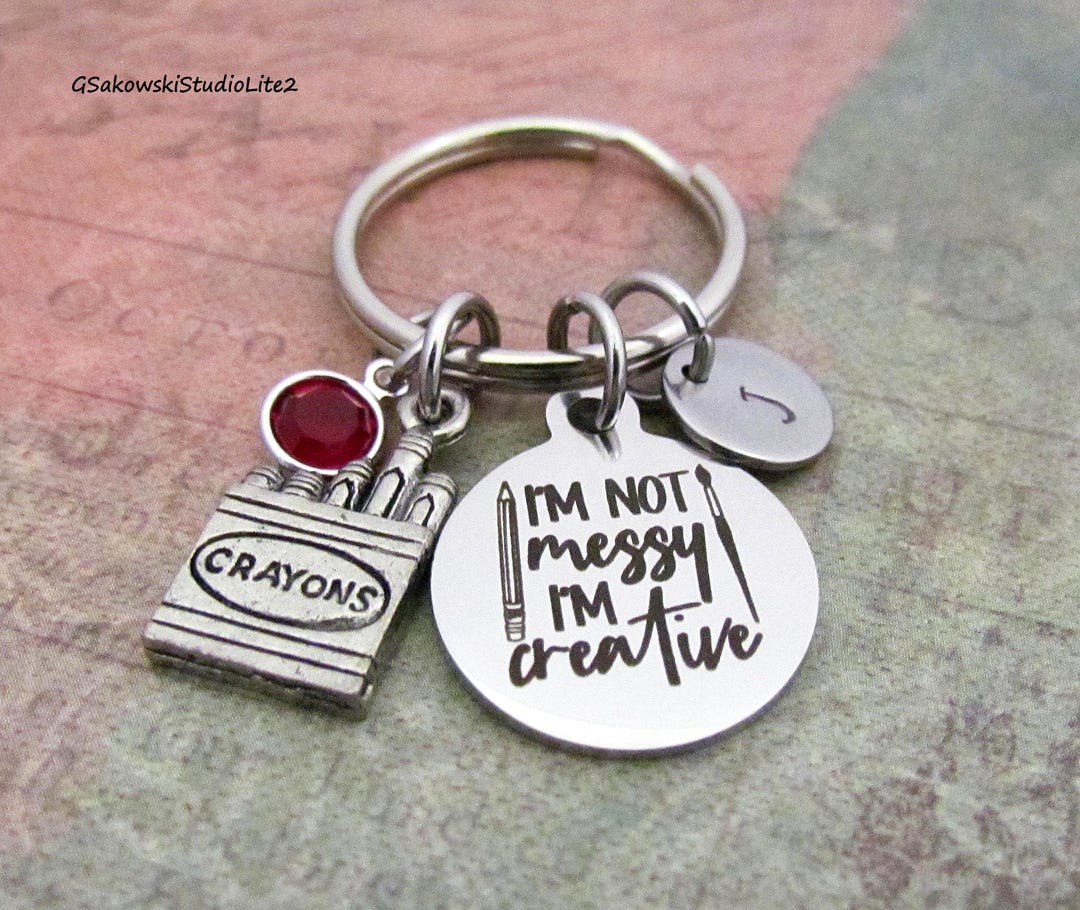 Crayon Key Rings Artist Gift Box of Crayons Charm Key Ring, I'm Not Messy I'm Creative ...