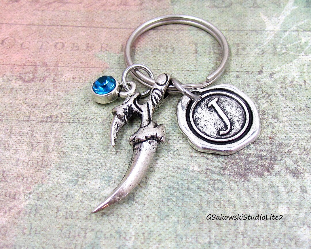 Talosn Key Chain Claw Charm Key Ring, Personalized Antique Silver Initial Wax Seal ...