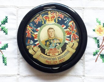 1937 Powder Compact, King Edward VIII Coronation Souvenir, Royal Memorabilia