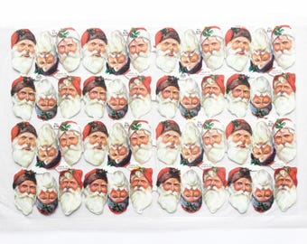 Vintage Santa Head Scraps, Embossed Christmas Die-Cuts, Sealed Pack of 48, Mamelock Press