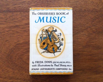 Vintage Observer's Book of Music, 1969 Illustrated Pocket Guide, Instruments & Composers, Music Lover Gift