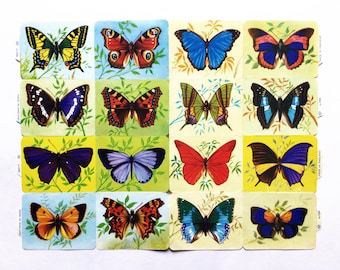 Vintage Butterfly Scrap Reliefs, 16 Uncut Mamelok Paper Cards, Sheet MLP 1250, Made in England