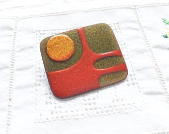 Mid Century Modernist Brooch, Signed de Passillé-Sylvestre, Canadian Abstract Enamel Pin