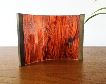 Vintage Picture Frame, Faux Tortoise Shell and Brass, 1970s Desk Decor