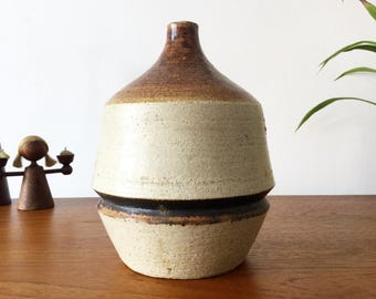 Vintage Tony Birks Signed Studio Pottery Vase, Mid Century Modern, Japandi Home Decor