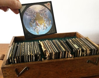 Antique Magic Lantern Slides, The Pilgrim’s Progress, John Bunyan, Newton & Co, 40 Glass Slides