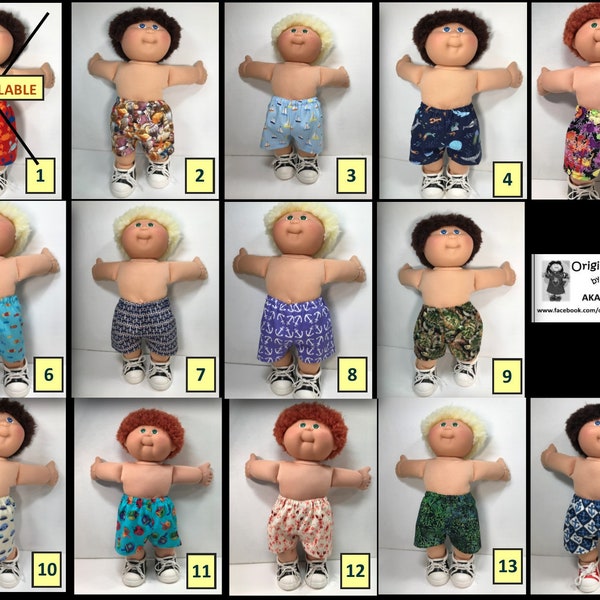 FUN prints to choose from!!!! Handcrafted Doll Clothes to Fit like Cabbage Patch Kid 16"--Boy Bathing Suit--ONE Suit ONLY  (you pick print)