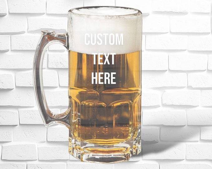 Personalized Beer Mug, Engraved Free, Engraved Beer Glass, Custom Beer Glass, Groomsman Beer Mug, Logo Engraved Beer Glass Mug
