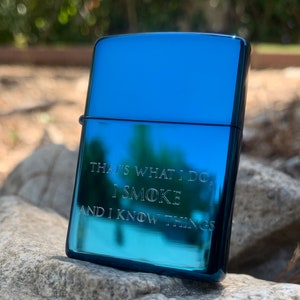 Genuine Zippo Lighter Sapphire Blue Engraved Free Gift for Him Her Birthday Groomsmen Wedding Boyfriend Girlfriend Father Mother Brother