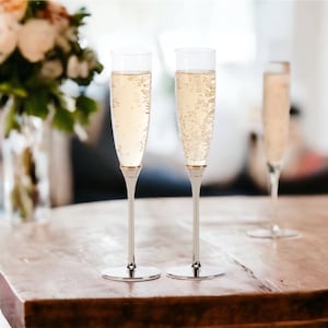 Custom Champagne Toasting Flutes Gold Ring Glass Set engrave free toasting wedding anniversary toasting flutes
