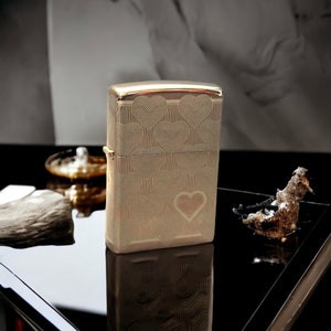Personalized Rose Gold Heart Design Zippo Lighter Engraved Free.