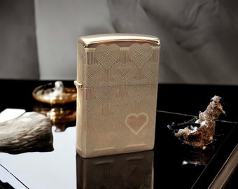 Personalized Rose Gold Heart Design Zippo Lighter Engraved Free.
