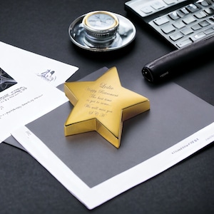 Fermacarte a forma di stella in oro o argento inciso, regalo gratuito per lui, per lei, per il suo compleanno, per lo sposo, per la festa di nozze, per il fidanzato, per la fidanzata, per il padre, per la madre, per il fratello