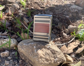 Custom Engraved Zippo Steel & Wood Pipe Lighter