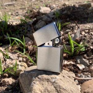 Genuine Armor Brushed Chrome Custom Zippo Lighter Personalized Free Gift Birthday Party Wedding Best Man
