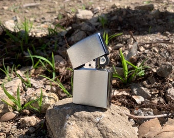 Encendedor Zippo de cromo cepillado, regalo personalizado y grabado
