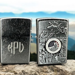 Accendino Zippo militare delle Forze Unite personalizzato regalo di compleanno gratuito per gli sposi, festa di nozze, festa del papà, laurea