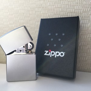 Genuine Custom Zippo Satin Chrome Lighter Engraved Free Gift for Him Her Birthday Groomsmen Wedding Boyfriend Girlfriend Father Brother