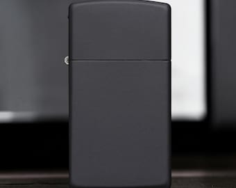 Engraved Zippo Lighter: Slim Black Matte, Personalized Gift