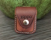 Genuine Zippo Brown Leather Belt Clip Pouch. Personalize the Zippo Pouch free on the metal belt clip.
