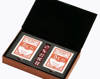 Custom Engraved Leatherette 2 card deck set 5” x 7.75”