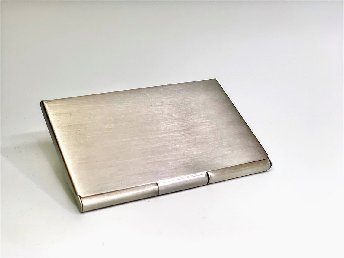 Custom Engraved Business Card Case Engrave Free Brushed Silver Etsy