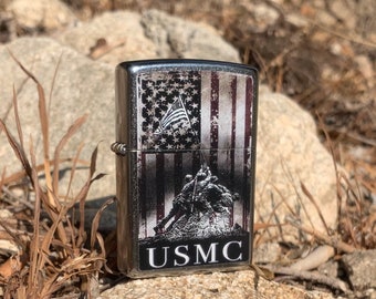 Custom Engraved USMC Zippo Lighter, Marine Corps Gift