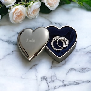 Benutzerdefinierte Schmuck Box Herzform Silber graviert free jewelry Accessoires Bridesmaids Trauzeugin Muttertag Valentinstag