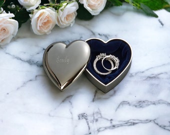 Custom Jewelry Box Heart Shaped Silver Engraved free jewelry Accessories Bridesmaids Maid of Honor Mother's Day Valentine’s Day