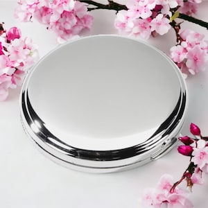 Custom compact Mirror Boston Round Nickel Plated engraved free for weddings bridal party gift cute gift for mom sister image 2