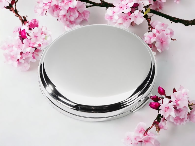 Custom compact Mirror Boston Round Nickel Plated engraved free for weddings bridal party gift cute gift for mom sister image 2