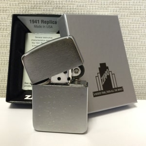 Brushed Chrome 1941 Replica Genuine Zippo Lighter Personalized Free