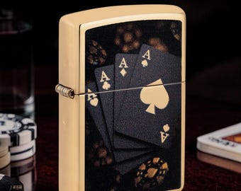 Personalisiertes Lucky Aces Design Zippo Feuerzeug: Personalisiertes winddichtes Geschenk