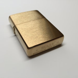 Personalized Brushed Brass Zippo Lighter Engraved Free. A windproof engraved Zippo lighter gift for father's day or groomsmen or collector. image 2