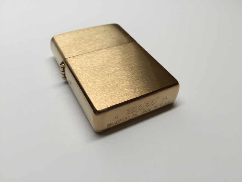 Personalized Brushed Brass Zippo Lighter Engraved Free. A windproof engraved Zippo lighter gift for father's day or groomsmen or collector. image 2