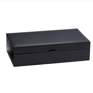 Custom Black Leather Jewelry Box 12 x 6.75 watch box Valentines Day Mothers Day Fathers Day image 6