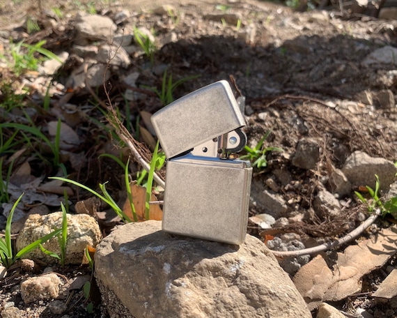 Engraved Antique Silver Zippo Lighter, Personalized Gift