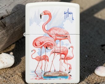 Personalized Guy Harvey Flamingos Design Zippo Lighter: Engraved Windproof Gift