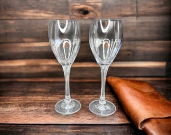 Custom Wine Glasses Set of 2 Gorham by Lenox Crystal Andante Stemware Toasting Personalized Free
